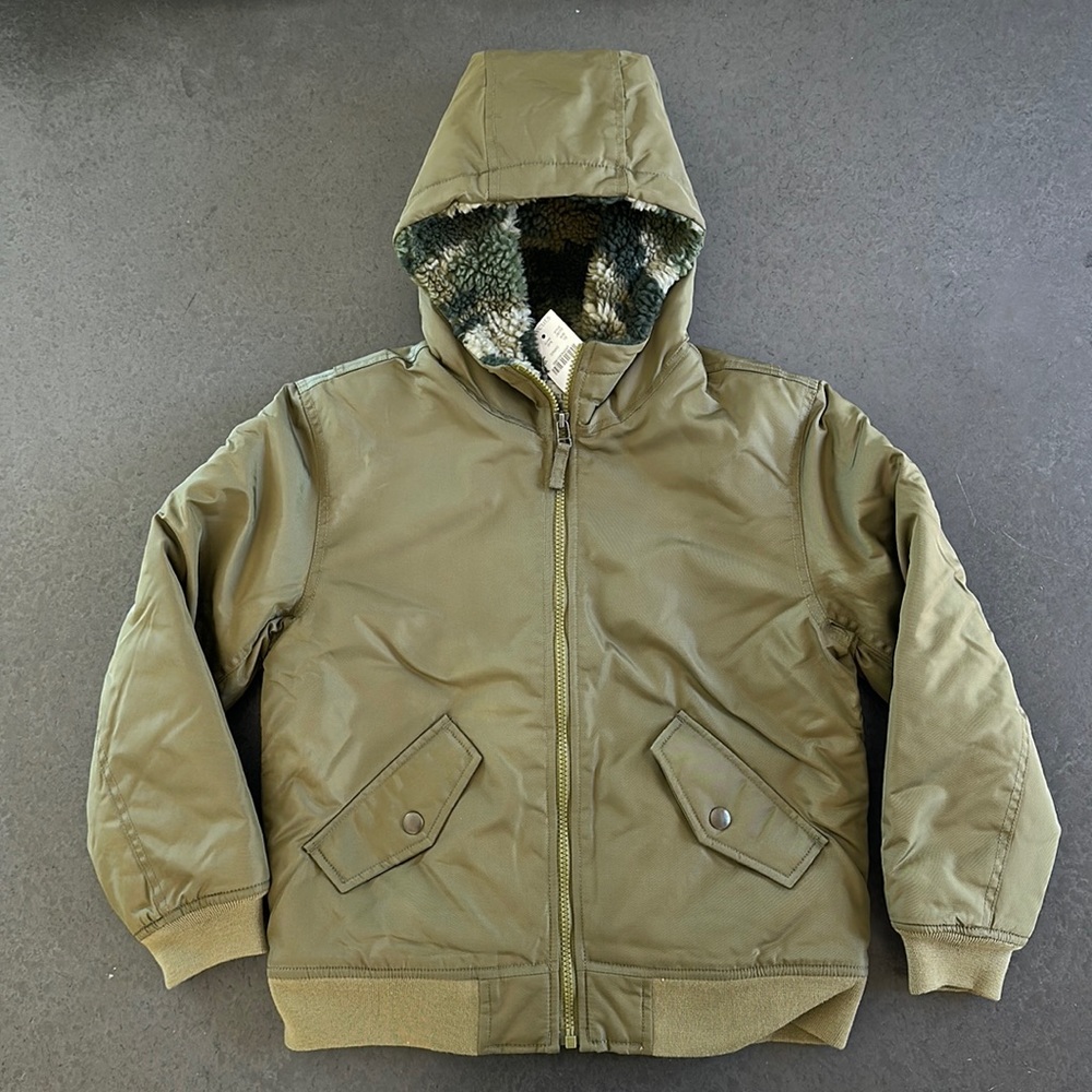 NEW CREWCUTS Camo Green Bomber Jacket in Size 10